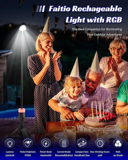 8" Cordless LED Telescopic Rechargeable Camping Lamp