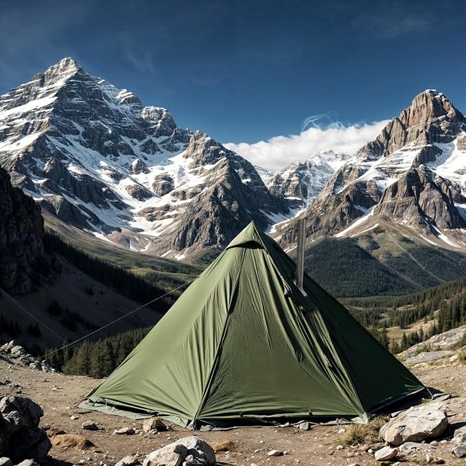 Camping Hot Tent with Wood Stove Jack Winter Teepee Tent 4 Season Backpacking Tent for Survival Hunting Military Fishing