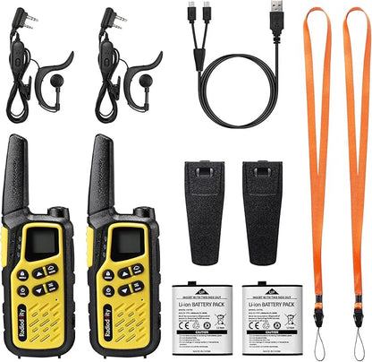 Radioddity FS-T7 Walkie Talkies for Adults Kids Long Range Rechargeable Walky Talky FRS NOAA Two Way Radio, License Free with VOX, USB-C Charging, Flashlight, Earpiece for Camping Hiking, 2 Pack
