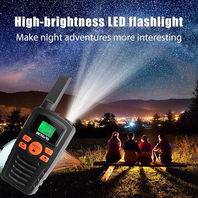 Retevis RA35 Walkie Talkie for Adults Kids, Long Range Walkie Talkies, Family 2 Way Radio 22 FRS Channels with LED Flashlight VOX LCD Display, for Women Kids Camping Hiking Cruise Ship(4 Pcs)