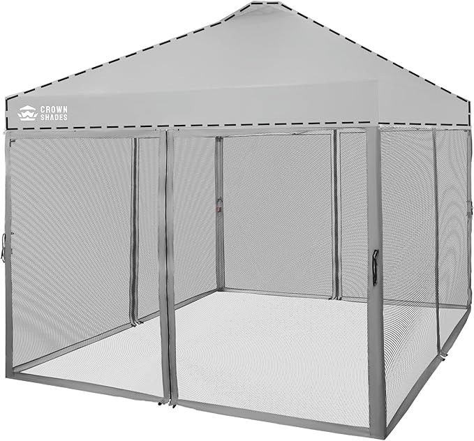 CROWN SHADES Gazebo Mosquito Net for 10 x 10 Pop Up Canopy - Patio Gazebo Mesh Sidewall with Zipper for Outdoor Tent, Garden and Backyard (4 Packs, Grey)