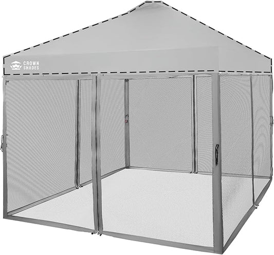 CROWN SHADES Gazebo Mosquito Net for 10 x 10 Pop Up Canopy - Patio Gazebo Mesh Sidewall with Zipper for Outdoor Tent, Garden and Backyard (4 Packs, Grey)