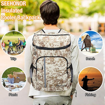 SEEHONOR Insulated Cooler Backpack Leakproof Soft Cooler Bag Lightweight Backpack with Cooler for Lunch Picnic Hiking Camping Beach Park Day Trips 45 Cans