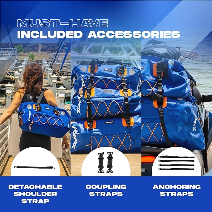 KRONOX Waterproof Duffel Bag Large - Heavy-Duty Drybag Waterproof Bags for Boating. Ideal as a Boat Bag, Camping Duffle Bag and Waterproof Luggage