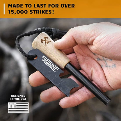 Ferro Rod Fire Starter Kit & Backpacking Multitool | Flint and Steel Striker | Waterproof Magnesium Farrow Rod Tool & Firestarter for Campfires