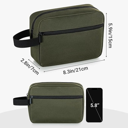 Elviros Travel Toiletry Bag for Women and Men, Lightweight Makeup Bag Hanging Dopp Kit with Shaving Compartment Cosmetic Organizer Small Tool Bag Travel Essentials, Army Green