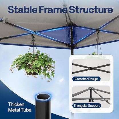 VIVOHOME 10x10ft Pop Up Canopy Tent One Push Setup Outdoor Portable Shelter Tent Heavy Duty with Wheel Carry Bag and 4 Sandbags, Blue