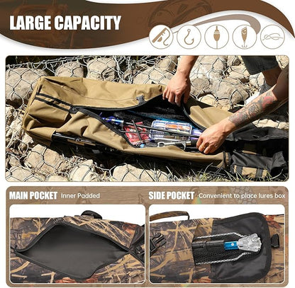 Wowelife Fishing Rod Carrier - Pole Bag Reel Organizer Case Storage for Gear, Travel - Gifts for Men, Family