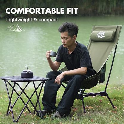 Compact Folding Camping Chair,Backpacking Chair,Supports 374lbs,Portable Travel & Hiking Chair,Lightweight Design,Perfect for Hiking Gear, Picnics and Traveling