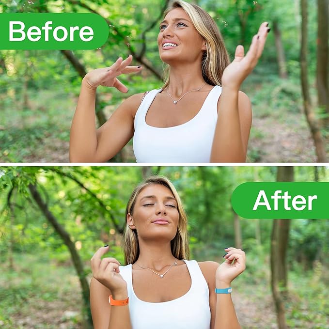 Mosquito Repellent Bracelets for Adult Kids, Individually Wrapped Anti-Insect Wristband for Indoor Outdoor, Waterproof Bug Protection for Camping Fishing Hiking (4 Pack)