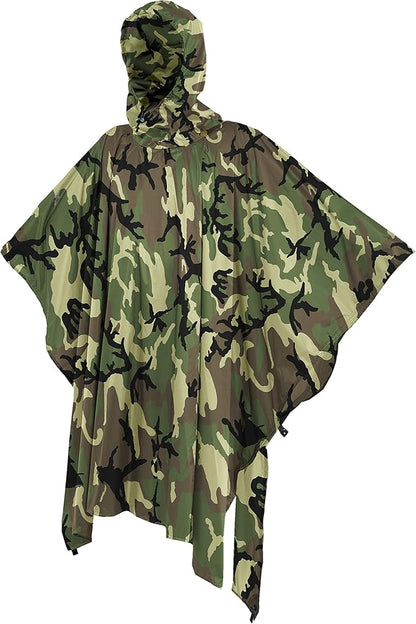 onewind Hooded Rain Poncho, Silnylon Camping Rain Coat Versatile Survival Shelter Lightweight Poncho for Hiking, Backpacking