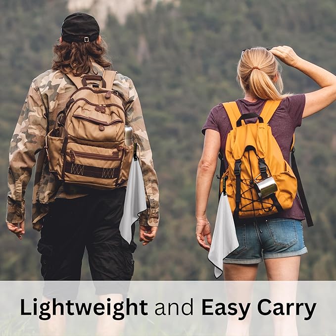 Backpacking Ultralight Quick Dry Microfiber Soft Fast Drying Hand and Face Towel Wash Cloth Camping Yoga Hiking Active Lifestyle Small (Gray)