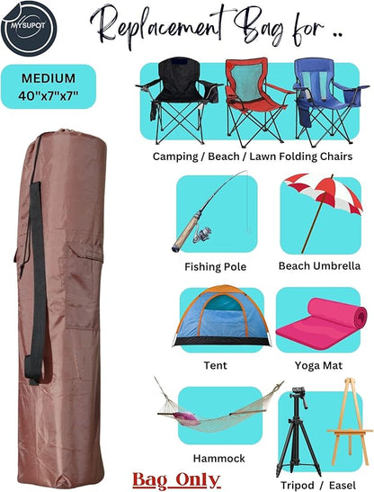 Replacement Bag for Folding Camping Chair, Portable Camp Chair, Hammock, Yoga Mat, Umbrella, Tents, Tripods, Fishing Poles - 420D Oxford Polyester Fabric