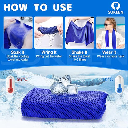 Sukeen Mini Cooling Towel for Kids(31 "x9),Ice Towel,Soft Breathable Cool Towel,Microfiber Cold Towel for Boys and Girls for Sports,Running,Exercise,School and More Activities (4Pack)