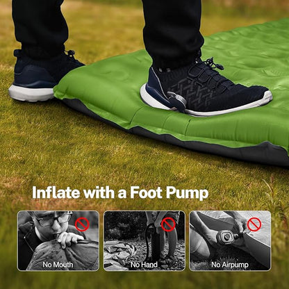OGERY Sleeping Pad for Camping, 6" Extra-Thick Reinforced Camping Sleeping Pad with Pillows & Built-in Foot Pump, Ultralight Self Inflating Air Mattress Mat for Tent Hiking Essentials Gear