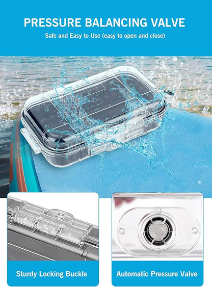 Waterproof Storage Case, Outdoor Sports Survival Equipment Sealed Box Dustproof Pressure Proof Dry Boxes for EDC Tools, Phone, Keys(Clear)