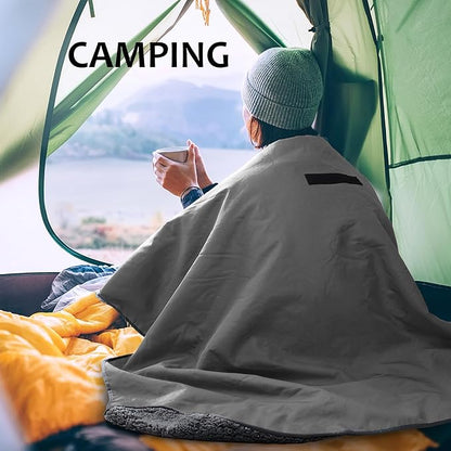 Tirrinia Outdoors Waterproof Throw Blanket, 66”x 90” Sherpa Fleece Stadium Windproof Mat for Boat, Traveling, Camping, Hiking, Football - Machine Washable