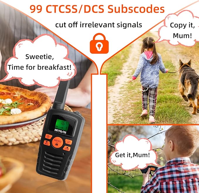 Retevis RA35 Walkie Talkies for Adults Kids, Long Range Walkie Talkies, Easy to Use Clear Sound, Portable 2 Way Radio, 22CH VOX Flashlight, Kids Walkie Talkie Set of 2 for Camping Hiking Car Travel