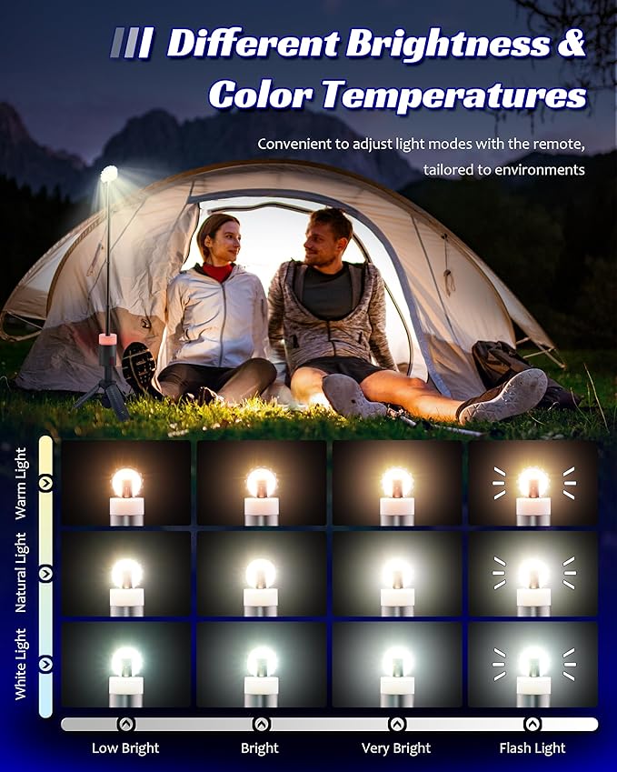 8" Cordless LED Telescopic Rechargeable Camping Lamp