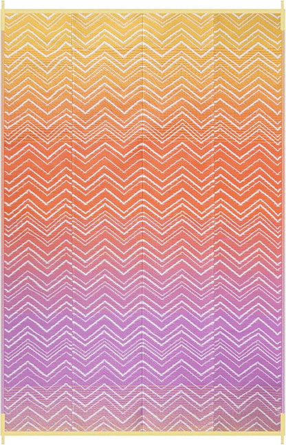 Lahome Colorful Outdoor Plastic Straw Rug, Reversible Outdoor Area Rug Waterproof 6x9 Patio Rugs, Camping Rugs for RV Backyard Deck Porch Picnic Beach Trailer (Orange/Purple, 6' x 9')