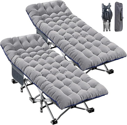 ABORON 2PK Oversized Folding Camping Cot for Adults, Double Layer 1200D, 500lb Capacity, Heavy Duty Guest Cot with Mat & Carrying Bag for Indoor & Outdoor Use