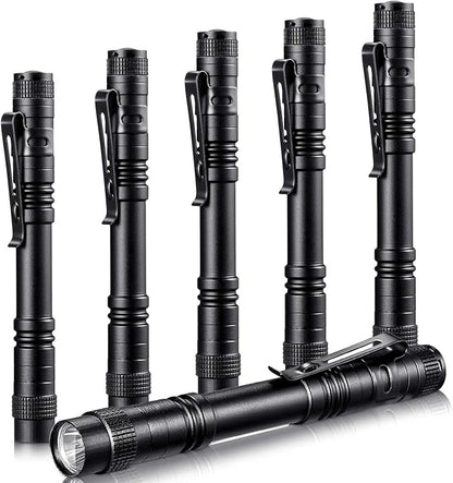 Honoson 6 Pieces LED Pen Light Flashlight Small Mini Flashlight Pocket Light Penlight with Clip Compact Torch for Inspection Work and Repair