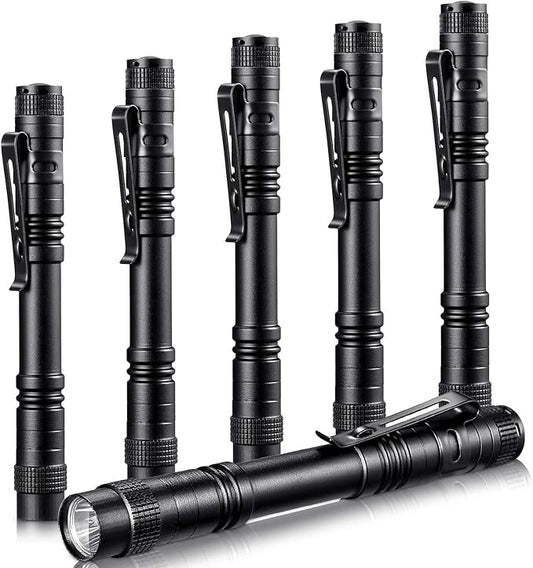 Honoson 6 Pieces LED Pen Light Flashlight Small Mini Flashlight Pocket Light Penlight with Clip Compact Torch for Inspection Work and Repair