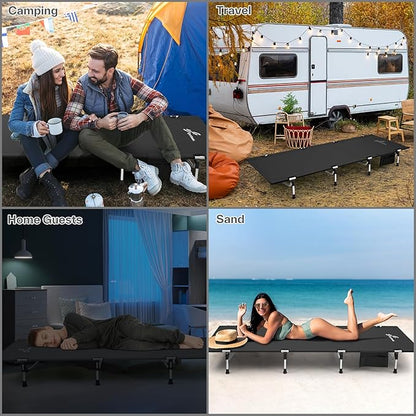 Sportneer Camping Cot, Folding Cots Lever Lock Portable Lightweight Sleeping Camping Bed for Adults Outdoor Travel Backpacking Camp Hiking Supports 330lbs