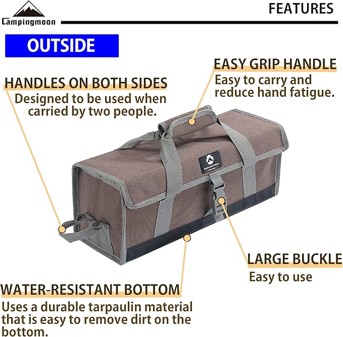 CAMPINGMOON Bottom Waterproof Outdoor Camping Tent Stakes Hammer Multi-Container Storage Box Bag (Canvas, M Size(17.7-inch Length, B-155C))