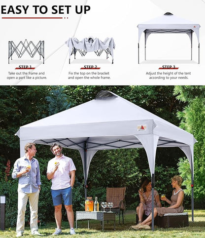 ABCCANOPY Outdoor Pop up Canopy Tent, 8x8 Instant Portable Canopy for Camping, Beach, Backyard,White