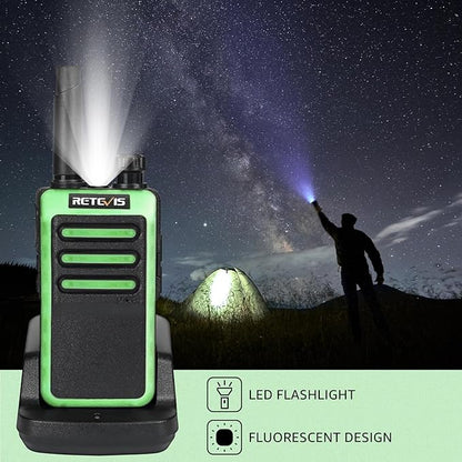 Retevis RB66 Fast Charging Walkie Talkies for Adults,Portable FRS Two-Way Radios,Flashlight,Fluorescent Design,Handsfree 2 Way Radio for Gift Family Camping Hiking Road Trip Skiing(3 Pack)