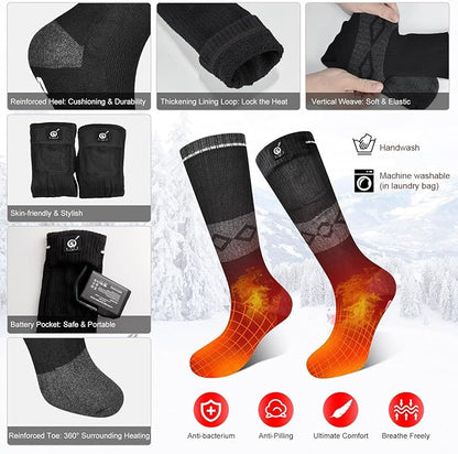 Heated Socks for Women Men,Foot Warmers Electric Rechargable Battery Heating Socks,Winter Cold Feet Hunting Ski Camping Hiking Riding Motorcycle Snowboating Thermal Warm Socks