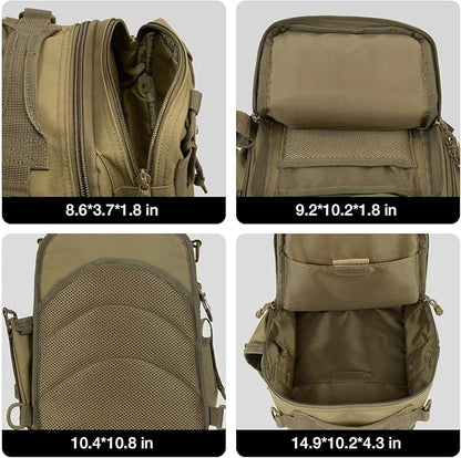 Piscifun Tackle Bag With Rod & Gear Holder - Lightweight Sling Storage Bag, Outdoor Shoulder Pack for Fishing, Hiking, Hunting