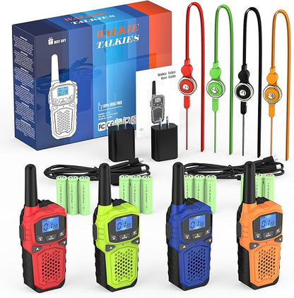 Walkie Talkies for Adults- WokTok Long Range 2 Way Radio for Camping Hiking Hand Held Hiking Accessories Camping Gear Xmas Birthday Gift for Kids,SOS Siren,NOAA Weather Alert,4 Radios
