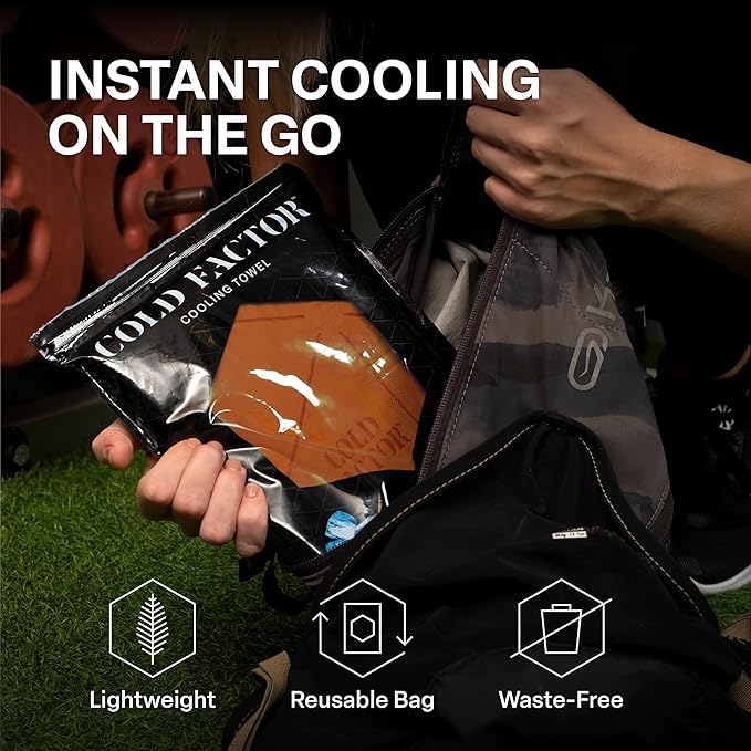 COLD FACTOR Cooling Neck Towel - PVA Premium Cooling Towel Lasting Up to 5 Hours Cooling Ice Towels for Neck and Face-Neck Cooler with UPF 50+-Soft and Machine Washable-13" x 29.5" (Orange)