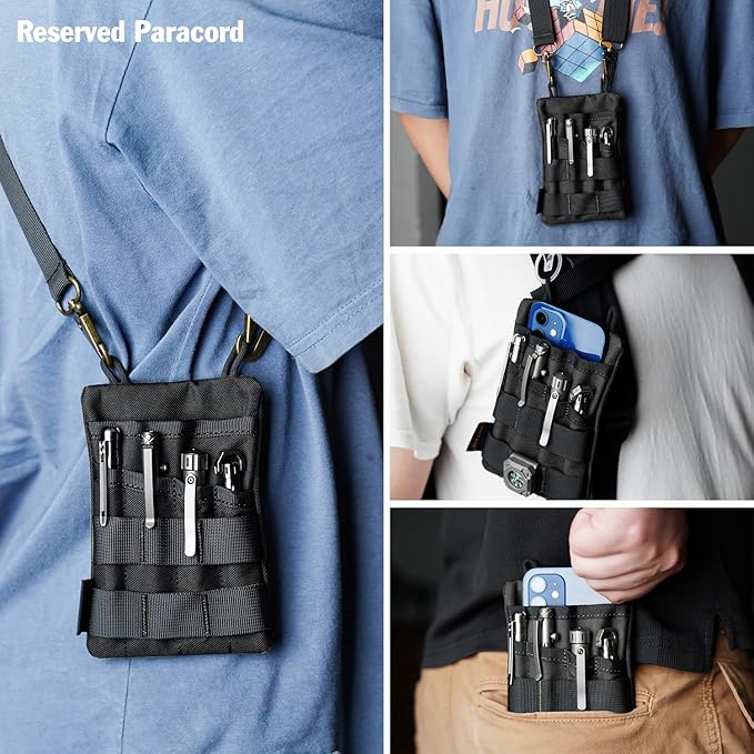 VIPERADE VE4 Tool Pouch, Nylon Pocket Organizer with 2 Pockets and 4 Small Tool Storage EDC Gears, Best Gift to Keep Organized, Hold Your Flashlight/Pocket Knife, Tactical Pen, Notebook