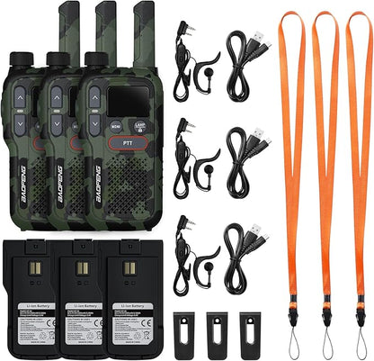 BAOFENG GT-18 Walkie Talkies for Kids Adult, License Free Long Range Rechargeable FRS Two Way Radio,1500mAh Battery, 22 Channels with NOAA, Scan, Flashlight, VOX for Camping Hiking Family, 3 Pack