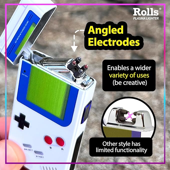 Rolls Electric Lighter - USB Rechargeable Cool Lighters - Retro Gamer Gifts for Men - Windproof Electronic Arc Lighter - Candle Lighter - Custom Unique Gadgets - by Rolls Plasma Lighter (Blue)