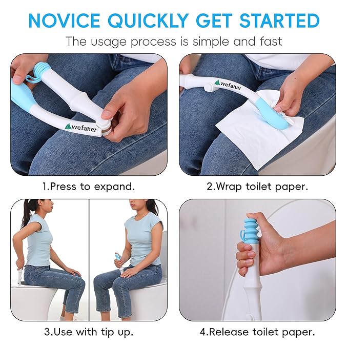 folding wiping toilet aid tool and 20PCS Compressed Washcloth Towels,Combination set,Self Help Wipe Butt for Fat People，Limited Mobility,Elderly, Pregnancy.