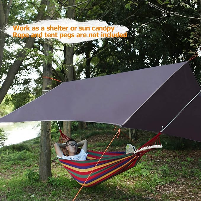 REDCAMP Large Waterproof Camping Tarp Lightweight, Multifunctional Insulated Tent Footprint for Camping Hiking Backpacking, Grey 118"x116"