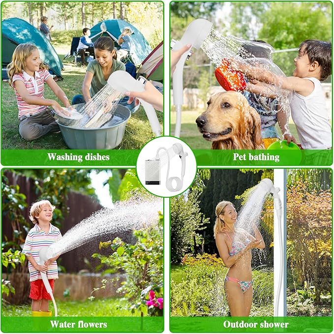 Portable Shower for Camping, Electric Outdoor Shower Rechargeable Camping Shower Pump, Camping Shower Head for Camping, Hiking, Traveling, Washing