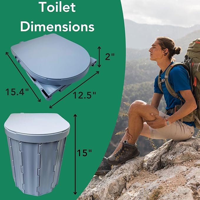 Portable Toilet for Camping- Large Size For Adults, Emergency Toilet for Car, Foldable Portable Potty with Lid, Camping Toilets, Porta Potty for Adults