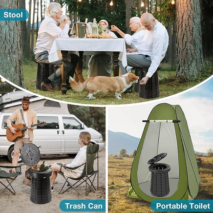 TRIPTIPS Upgrade XXL Retractable Portable Toilet for Camping Height Adjustable Travel Toilet Foldable Camping Toilet Portable Toilet for Adults and Kids, Collapsible Stool