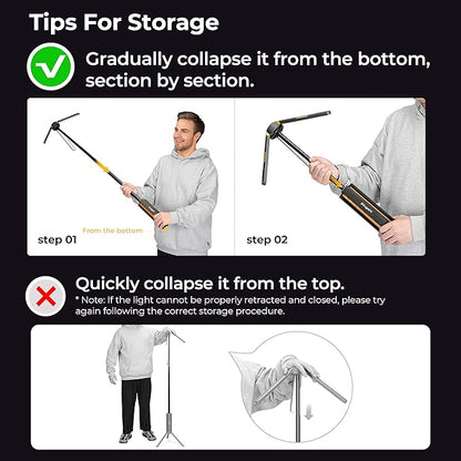 BougeRV Telescopic Camping Light, 15600mAh Collapsible Outdoor Light, Rotatable Electric Lantern, IP54 Waterproof Flashlight, Cordless Camping Tent Lamp for Emergency, Camping, Hiking(Black)