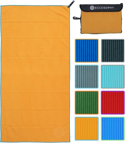 ECCOSOPHY Microfiber Gym Towel for Working Out - Quick Dry Towels with Highly Absorbent Ribbed Texture for Sweat During Workout Yoga Sports & Camping - Ideal for Fitness & Exercise (60x30-Creamsicle)