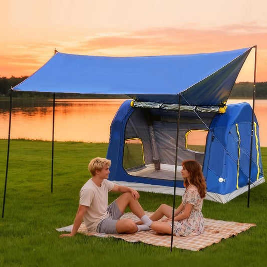 2-4 Person Inflatable Camping Tent | 60 Second Setup | 4 Season Waterproof (PU3000 Oxford) | All Weather Tent for Romantic Dates, Fall/Winter Camping, Hunting & Fishing