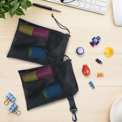 10 PCS With Clips Mesh Drawstring Bags, Portable Nylon Storage Bags for toy,Sports Storage,Outdoor activities etc. (15.7x19.7in)
