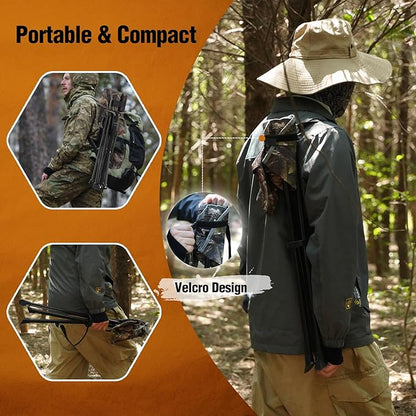 REDCAMP 2 Pack Tripod Hunting Chairs for Blinds, Folding Lightweight Portable Fishing Chair for Adults Hunting Stools with Backrest, Golf Chairs for Spectators, Camo