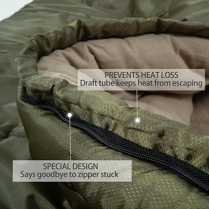 Cold Weather Sleeping Bag 100% Cotton Flannel XXL for Adults Big and Tall,Free Compression Sack