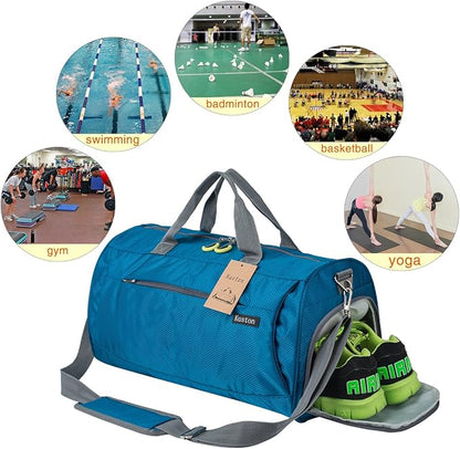 Kuston Sports Small Gym Bag for Men and Women Travel Duffel Bag Workout Bag with Shoes Compartment&Wet Pocket